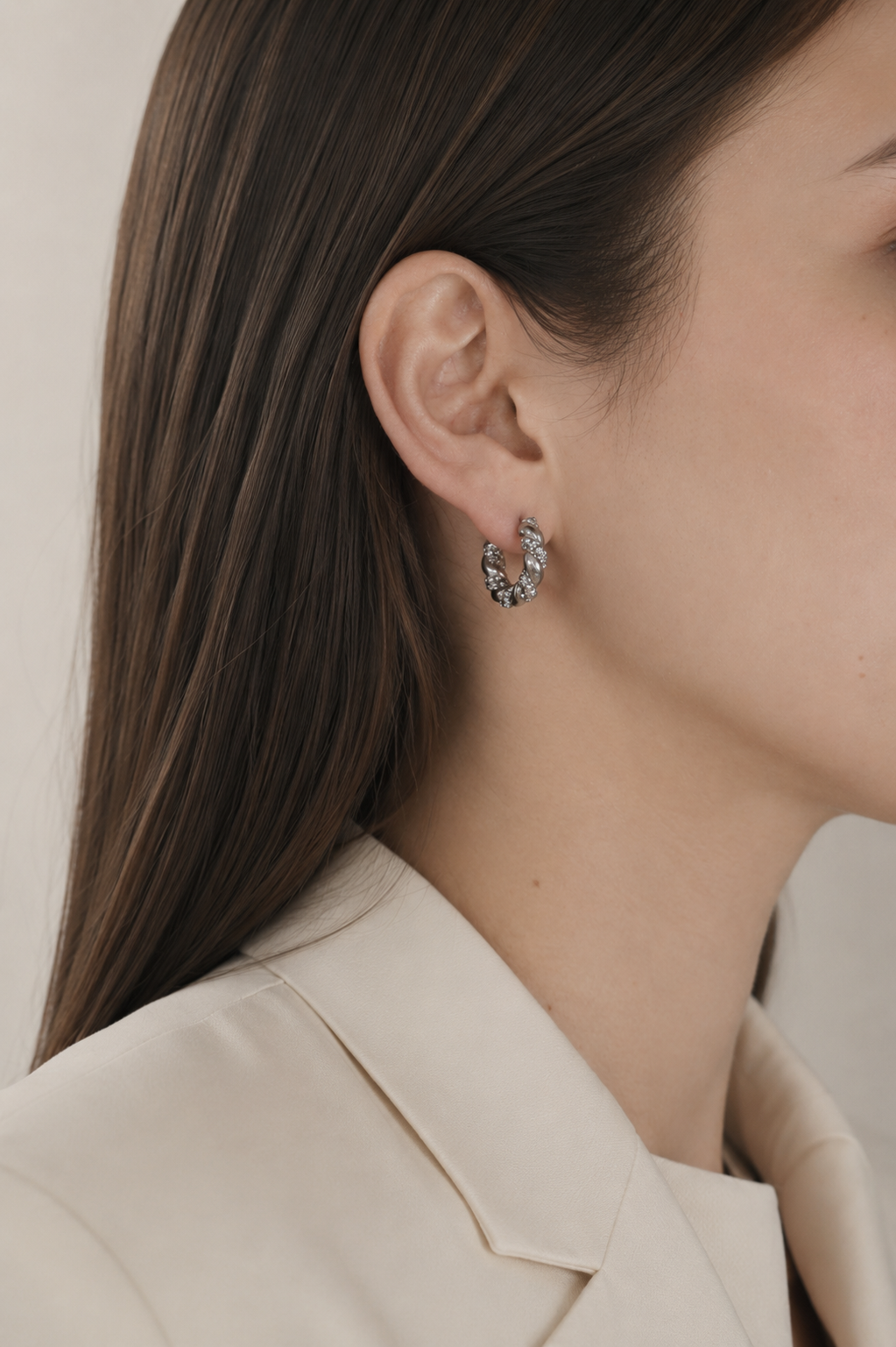 Twist Pavé Hoop Pierce